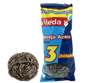 VILEDA ESPONJA FLOW PACK ACERO X 3 UNIDADES