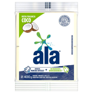 ALA JABON EN BARRA COCO ECOLAVADO 2X200G