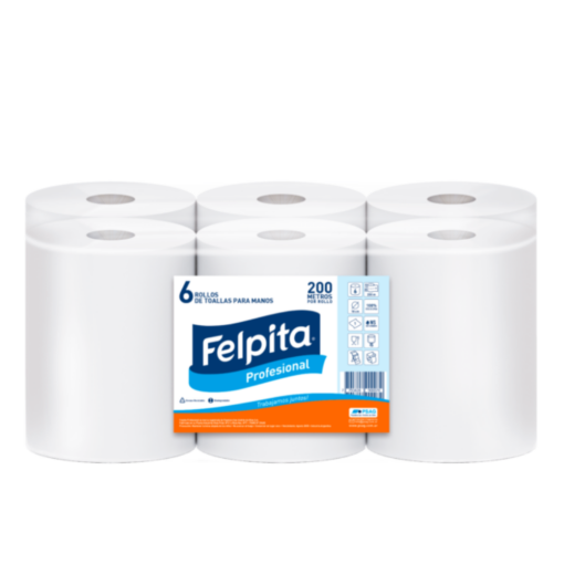 FELPITA BULTO TOALLA DE MANO EN ROLLO HOJA SIMPLE  6X200MT