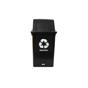 ROYCO CESTO PUSH C/TAPA VAIVÉN NEGRO 60 LT