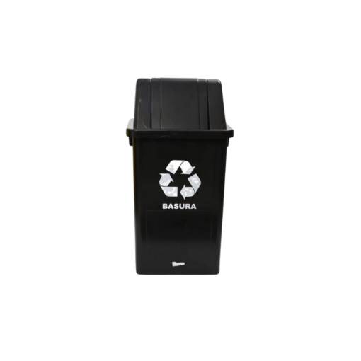 ROYCO CESTO PUSH C/TAPA VAIVÉN NEGRO 60 LT