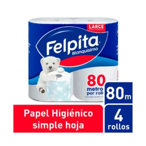 FELPITA PAPEL HIGIÉNICO BLANCO SIMPLE HOJA BULTO 10X4X80MT