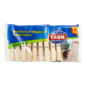 TASK BROCHES DE MADERA X 12 UNIDADES