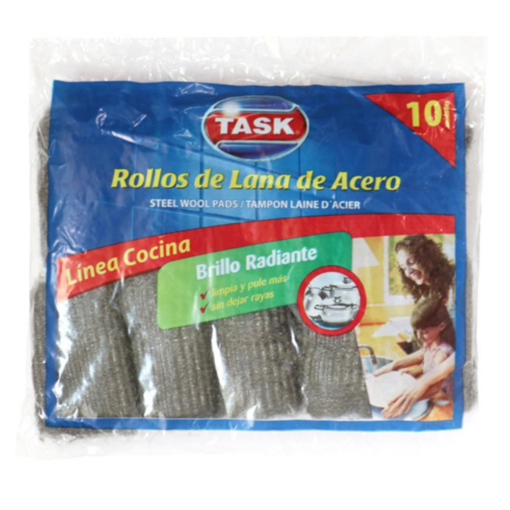 TASK ROLLO DE LANA DE ACERO X 10UNIDADES 50 GR