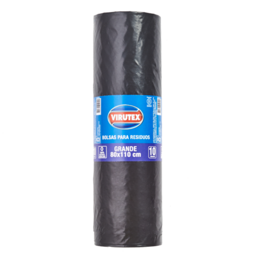 VIRUTEX BOLSA ROLLO BIO NEGRA 80X110X10 UNIDADES