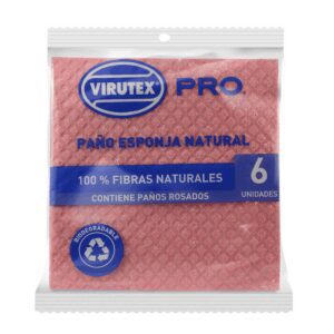 VIRUTEX PRO ESPONJA NATURAL ROSADO X6 UNIDADES