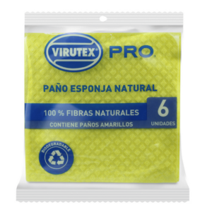 VIRUTEX PRO PAÑO ESPONJA NATURAL AMARILLO X6