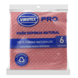 VIRUTEX PRO ESPONJA NATURAL ROSADO X6 UNIDADES
