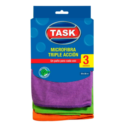 TASK PAÑO MICROFIBRA COLORES X3 UNIDADES